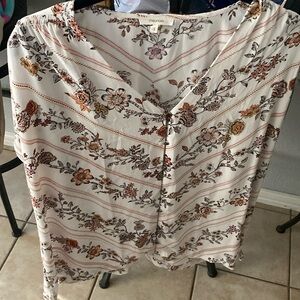 Maurices Floral Women's Top - Cream and Brown plus size